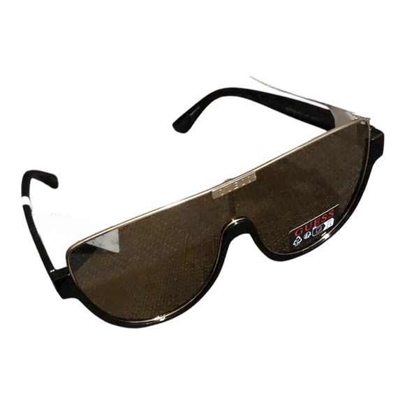 Guess square frame shield avaiator black‎ and gold frame faded sunglasses new - Picture 1 of 12